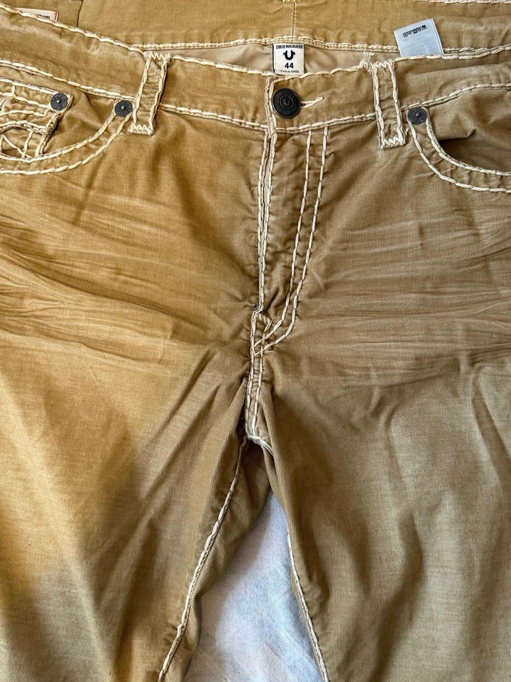 True Religion Men's Khaki/Tan Chinos with Contrast Stitching